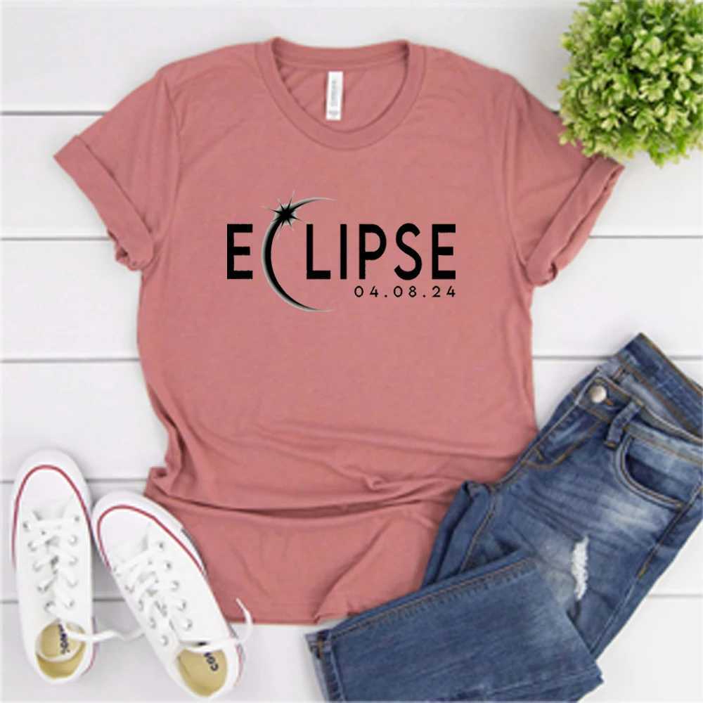 T-shirt femminile 2024 Eclissi solare totale 8 aprile Shirt harajuku astronomia amante camicie North America Tour ts Astronomy tops unisex casual tops t240507
