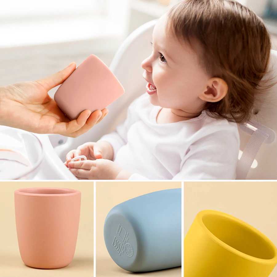 Cups Derees Uitrusting Babyproducten Massief gekleurde Baby Siliconen Cups Babyflessen Baby Tool Toezicht Babyproductenl2405