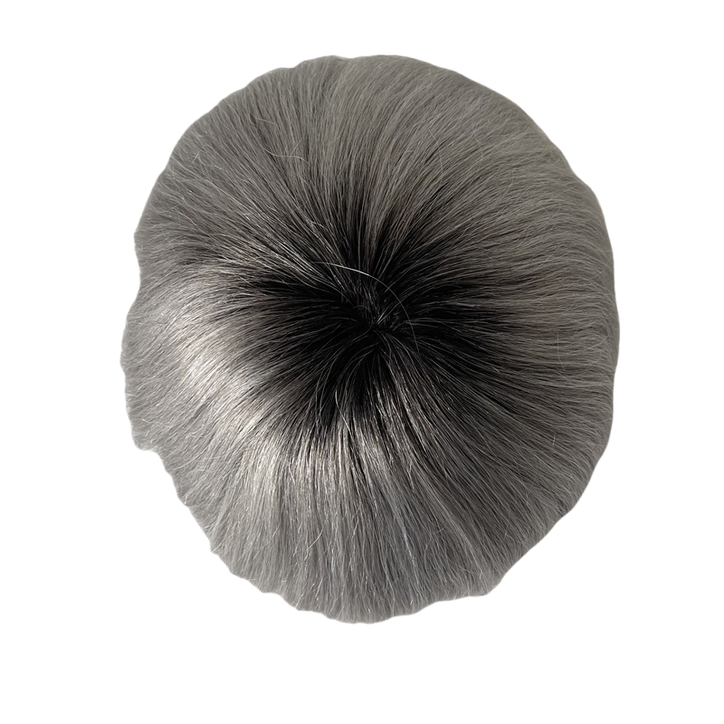 Sostituzione dei capelli umani vergini brasiliani 8x10 Qe ombre T1B/PU grigio argento con unità in pizzo anteriore uomini bianchi