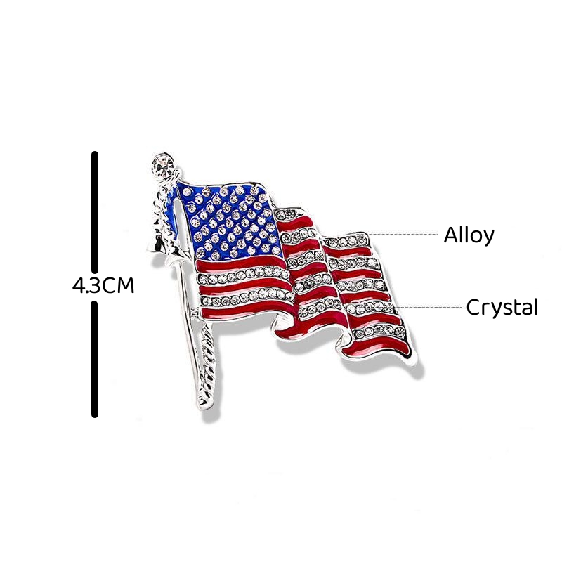 Vintage Crystal Flag Brooch Pins Gifts Diamond Brooches for Women Universal Q968