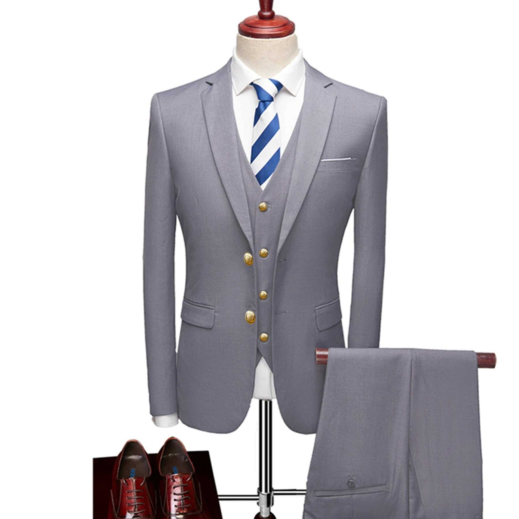 Costumes pour hommes Blazers Business Business 3 pièces SET / MENS BANQUE DE MELUME DE MELON