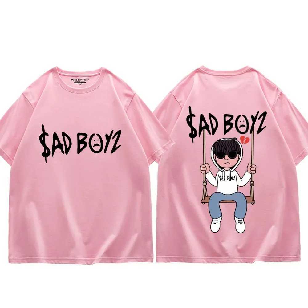 Camisetas masculinas cantor júnior h sad boyz 4 vida gráfico t camisetas homens homens high strt moda the-shert de verão casual camisetas de algodão solto t240506