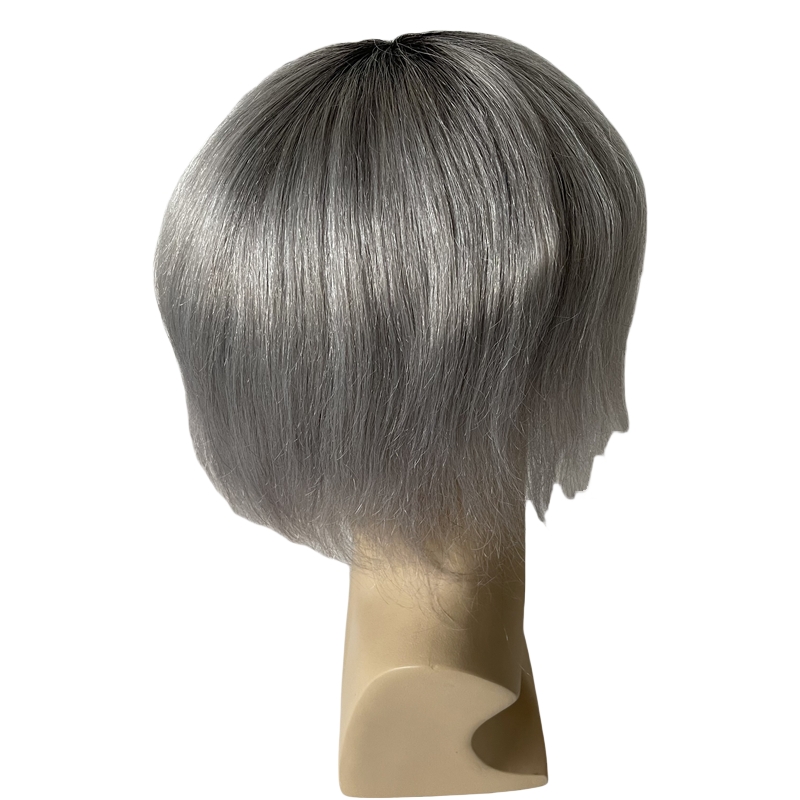 Sostituzione dei capelli umani vergini brasiliani 8x10 Qe ombre T1B/PU grigio argento con unità in pizzo anteriore uomini bianchi
