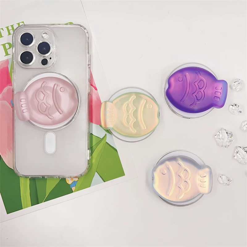 Le téléphone portable monte les supports coréens mignon caricature coloré Taiyaki Magnetic Attraction Phone Grip Tok Griptok Phone Téléphone pour iPhone Phone Pro Max Stand Hold