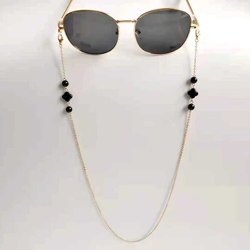 Brillenketten mit Brillenkette Kettenperle Kristall vier Blattbrillen Brillenhalter Sonnenbrille Retainerinnen Halsmaske Hangeseil