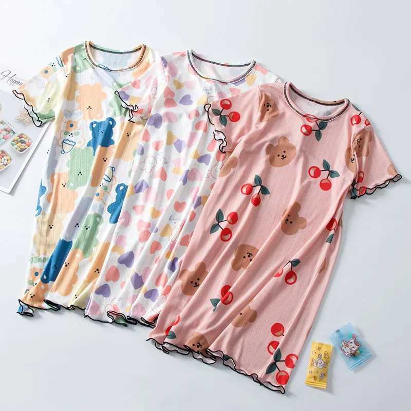 Пижама Девочки с пижамами Детская пижама Летняя ледяная шелк короткая юбка для девочек принцесса пижама Детская пижама 2-14YL2405