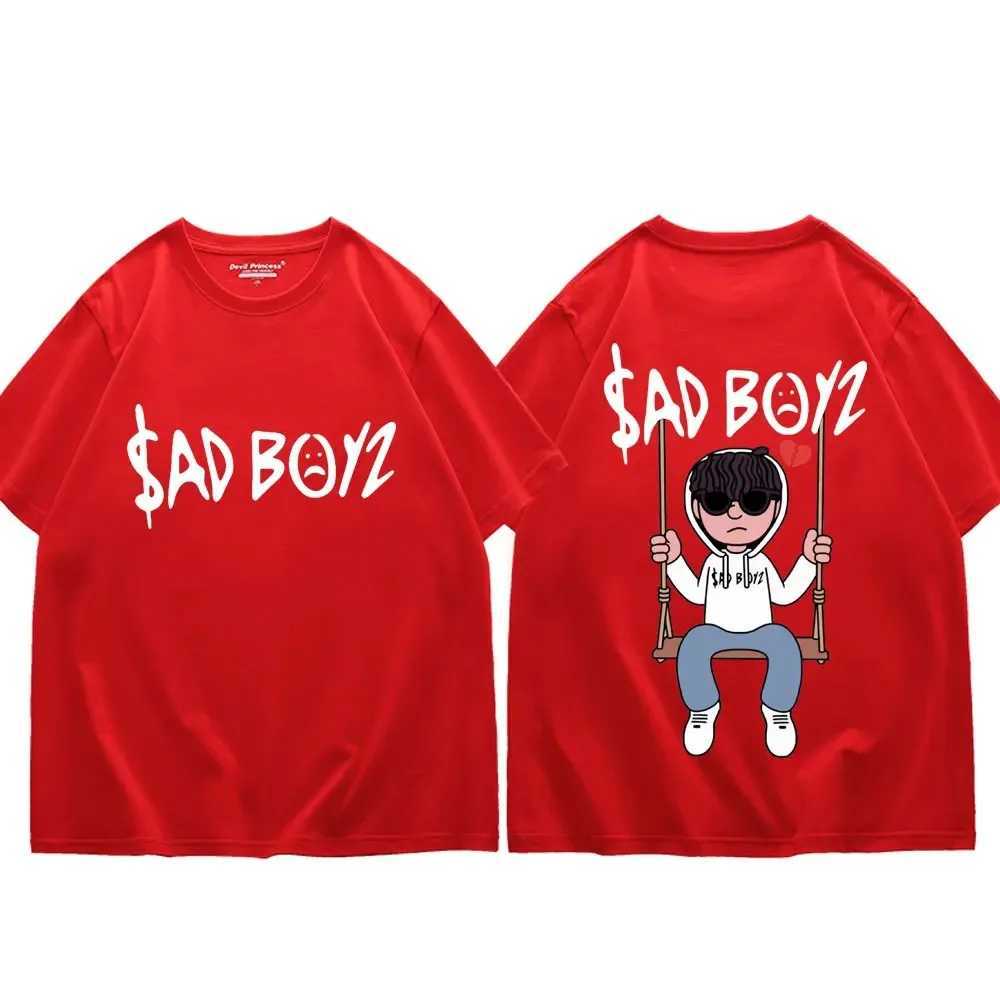 Camisetas masculinas cantor júnior h sad boyz 4 vida gráfico t camisetas homens homens high strt moda the-shert de verão casual camisetas de algodão solto t240506