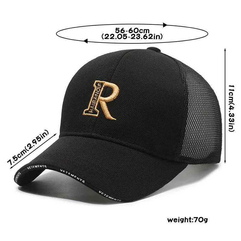 Ball Caps Nowy litera haftowana siatka oddychająca czapka baseballowa mężczyźni kobiety moda na świeżym powietrzu Sun Visor Hat Sport Hip Hop Trucker Hat D240507