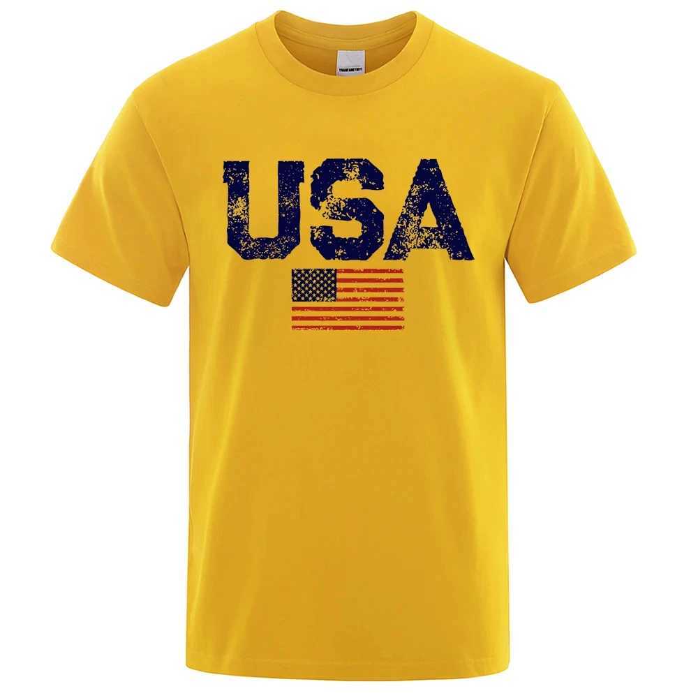 Herren T-Shirts Retro American Flag Street Street Printed Herren T-Shirt Hip Hop Street T-Shirt Summer Casual Cotton Top Großes atmungsaktives T-Shirt 64151L2405L2405