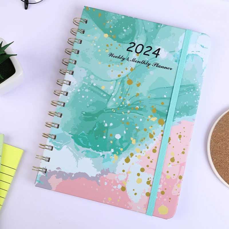 Kalender A5 2024 Kalenderplaner Notizbuch 365 Tage Notepad Weekly Tor Gewohnheit Tracker Kawaii Agenda Planer Tagebuch Zeitplaner Organizer