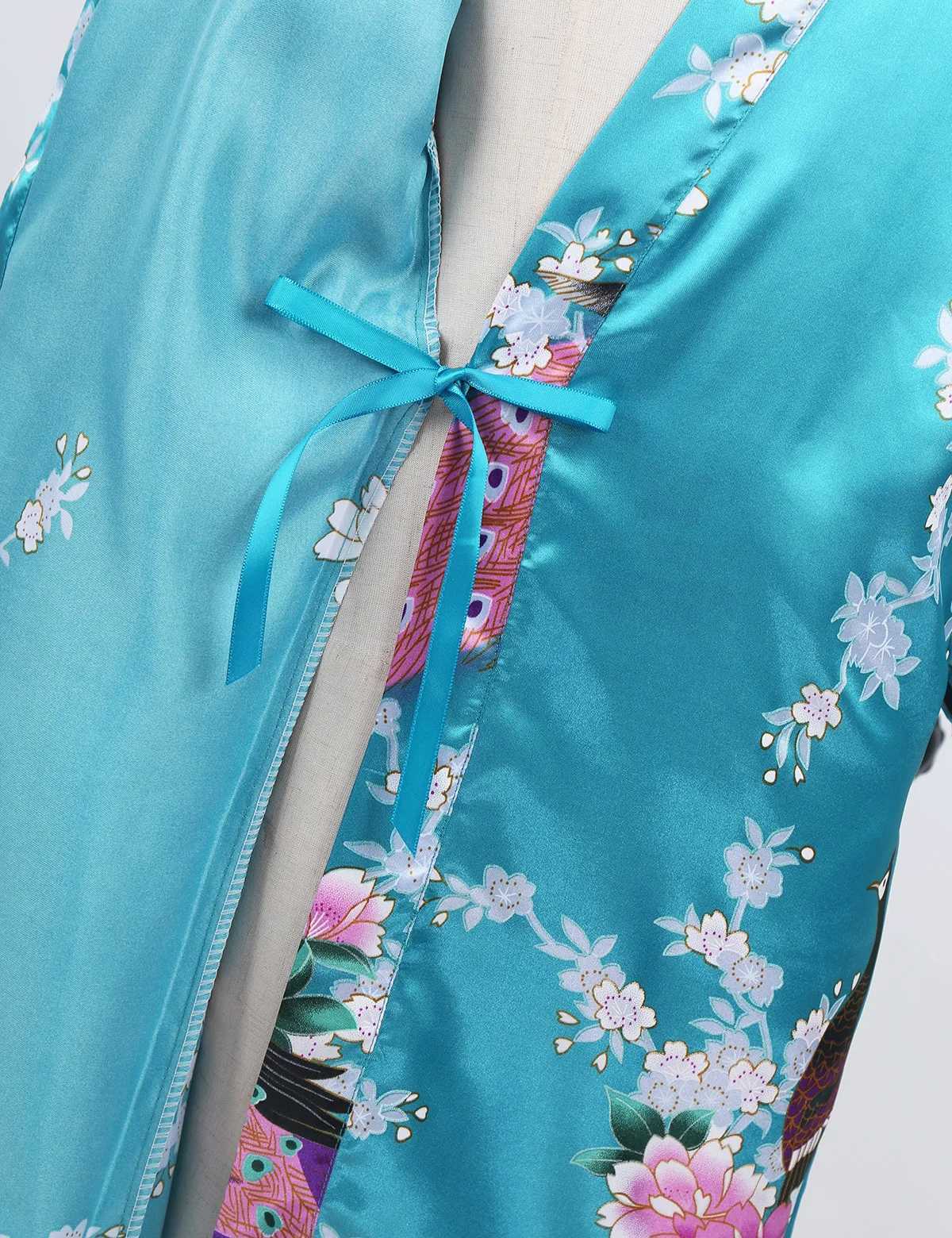 Pyjama Girls Satin Kimono Robe Childrens Floral Pyjamas Peacock Blume Badezimmer Spa Hochzeits Geburtstag Fruchtl2405