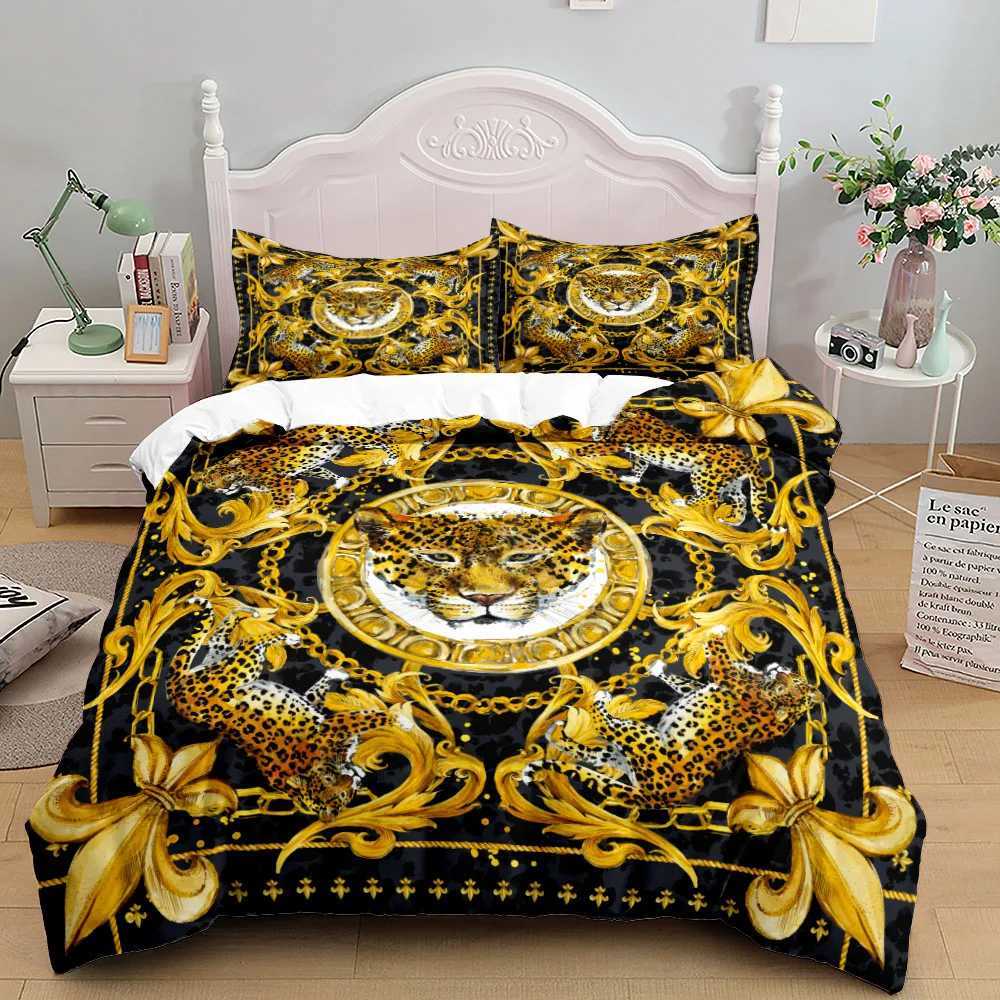 Set di biancheria da letto europeo mobile barocco leone giù piumini set di biancheria a letto a doppio set J240507