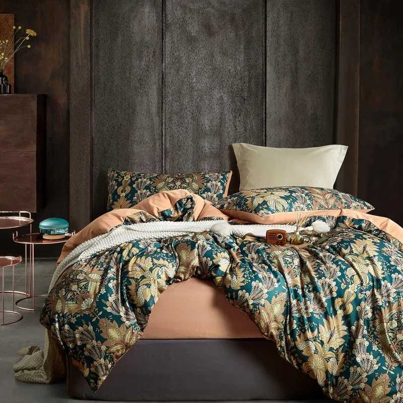 Set di biancheria da letto a base di letti a base vegetale con copertina di comfort con stampa floreale colorata e cuscino comodo set J240507