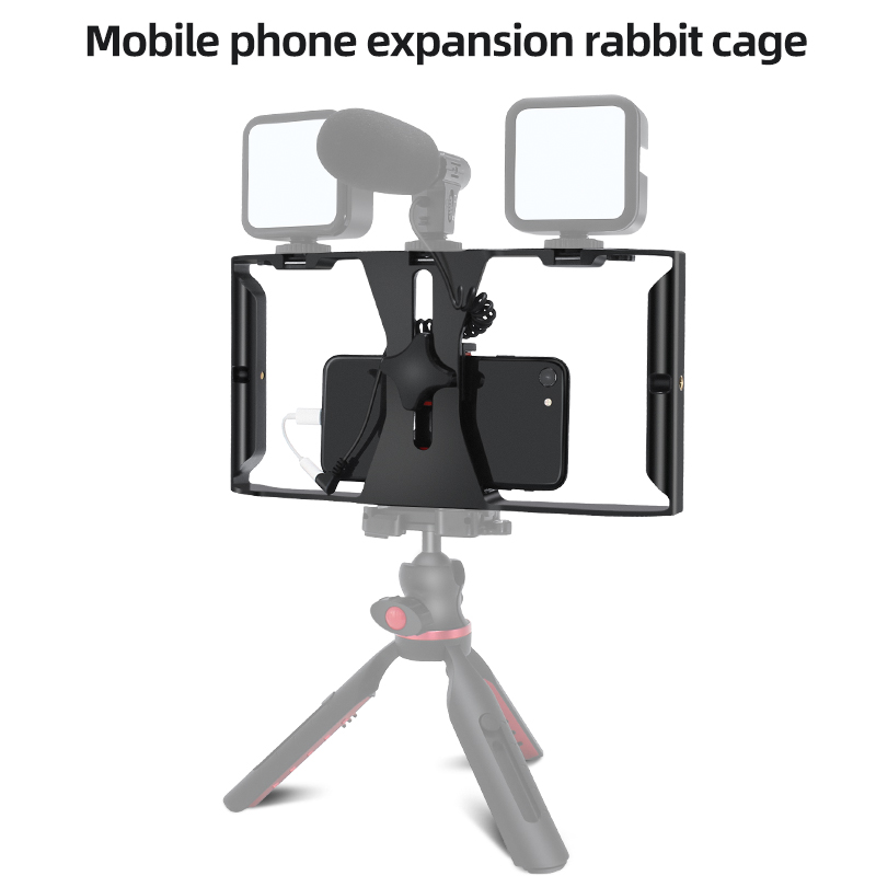 Mobiltelefon Videokamera handhållen Stabilisator Smarttelefonfilm Film Making Rig Cage Mobiltelefon Handhållen Grip Holder Bracket Stabilizer