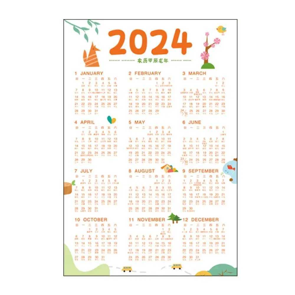 Kalenderschema Planner 2024 Nieuwjaarskalenderpapier Jaarlijkse agenda Studie Working Plan A3 A4 Kalenderpapier To-do At Time Planner