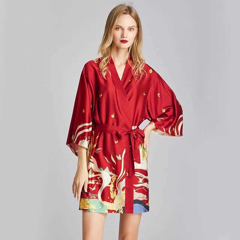 Sleep Sleep Lounge Femme Long Robe et Kimono Salle de bain Navy Blue Pyjamas Pyjamas Soft Satin Pyjamas Sexy Jolipes courtes Casual Home Clothingl2405