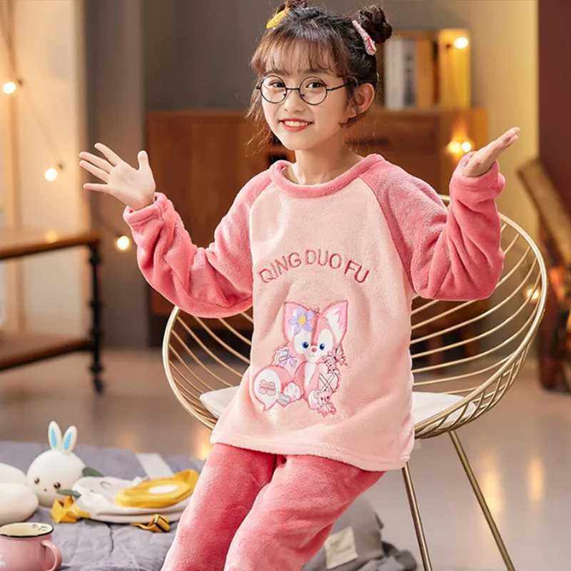 Pyjamas Nouveau corail peluche ensemble filles pyjamas automne / hiver épais dessin animé flanelle furl2405