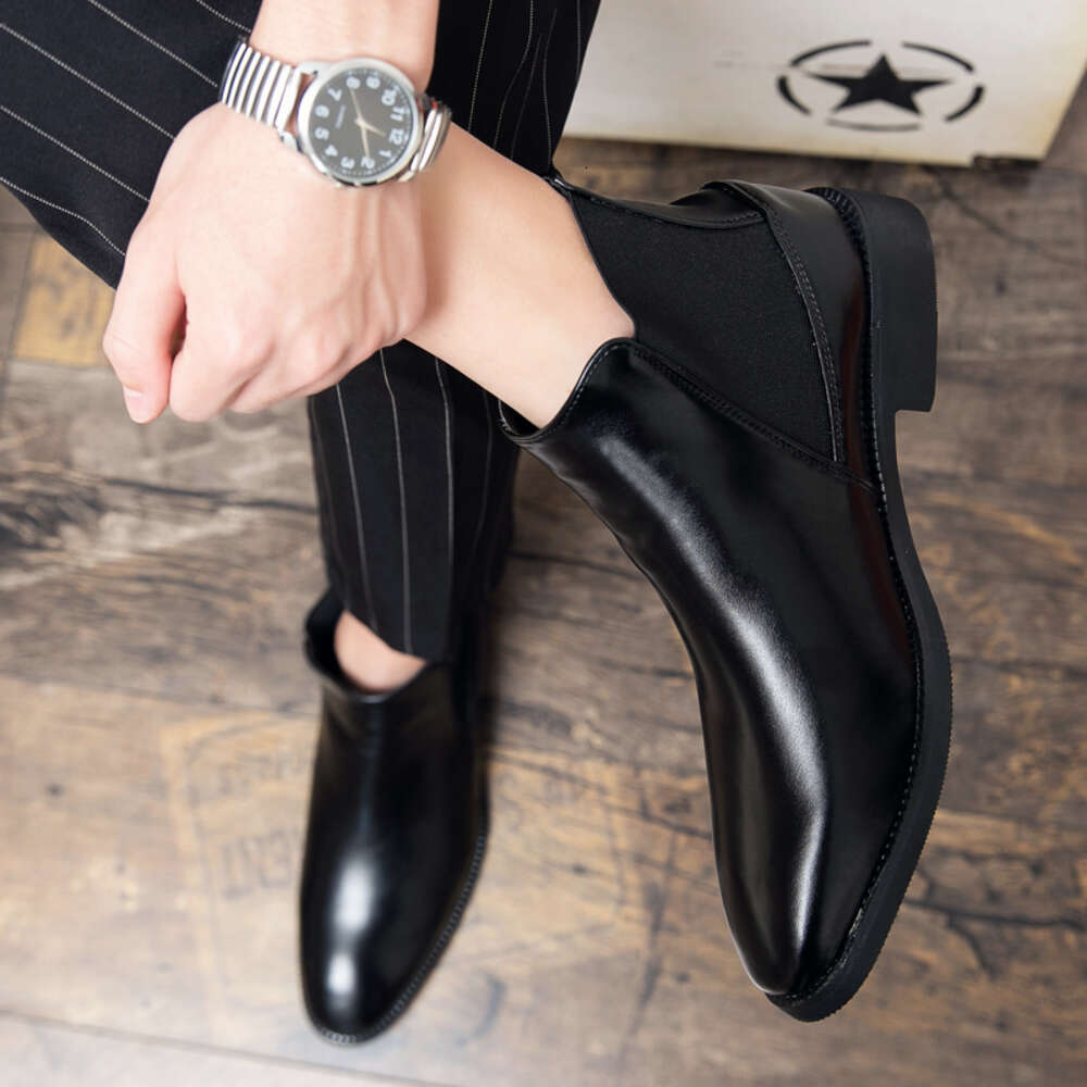 Metrosexual Formal Dress Business Leather Mid Calf Slip-on Fashion Manager Short Boots Plus Size 38-48