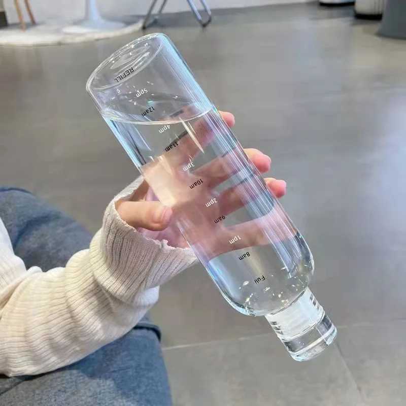Cups Derees Uitrusting Simple Water Bottle met tijdschaal die wordt gebruikt voor reissporten buiten en reislekbestendig verzegelde schoolmeisjes Melksap Water Bottlel2405