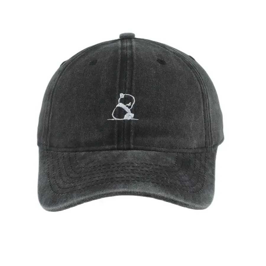 Ball Caps 2024 Nowa gorąca wyprzedaż panda haft śliczna czapka baseballowa dla kobiet mężczyzn Sun Hat Fashion Hip Hop Snapback Y240507