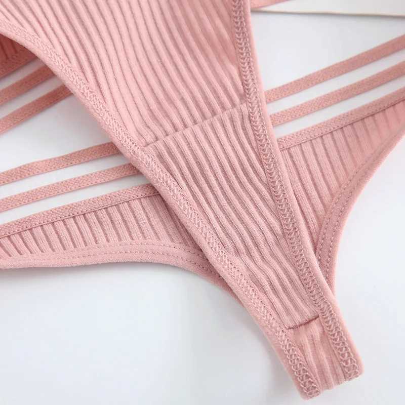 Frauenhöfen 4 Stück/Charge von Unterwäsche von Baumwoll -Tanga für Frauen sexy Ribbon Unterwäsche für Frauen Solid Color Unterwäsche für Frauenl2405