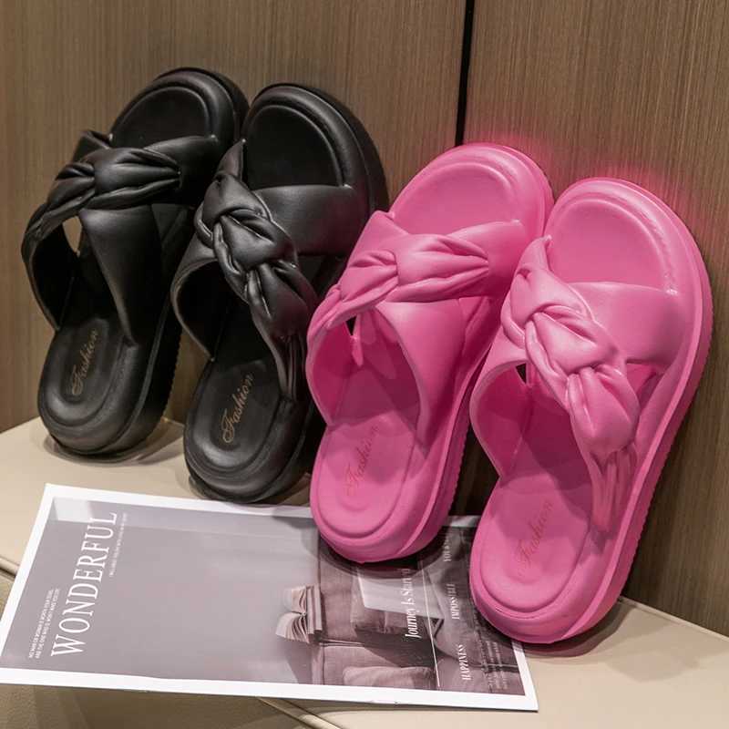 Slipper Summer Fashion Crossover Design Slippers Non-slip platform Slides Comfort Seabeach Sandals Women Shoes Ladies Home Flip Flops