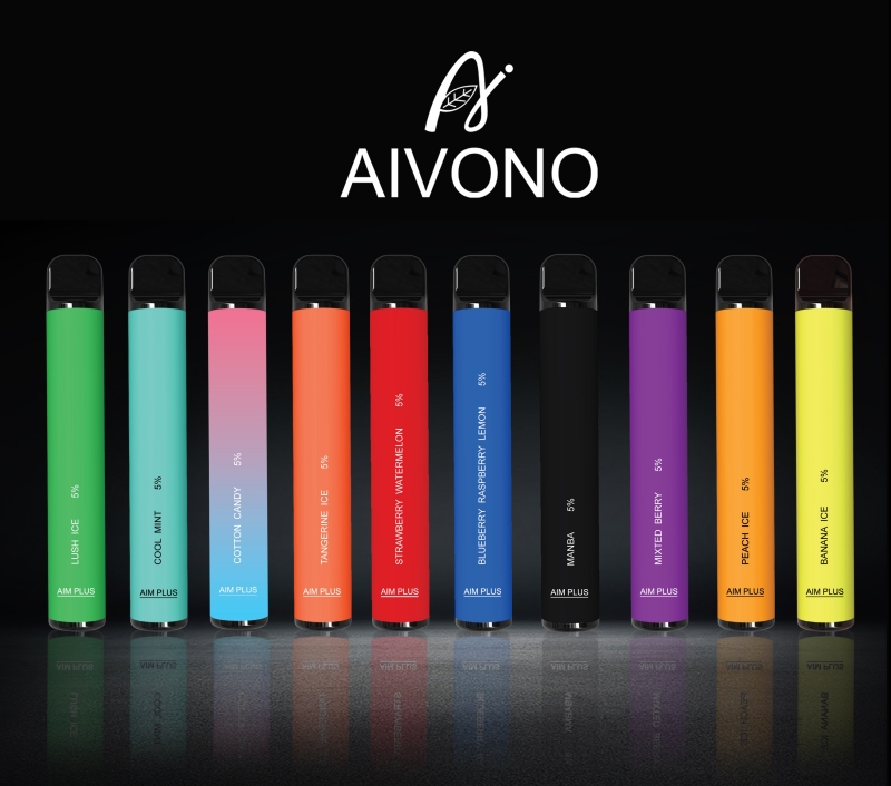 Factory Aivono AIM Plus 800 Puffs Electronic Cigarettes 550mAh 3,2 ml kapacitet engångsvapstänger 5% 2% 0% förångare puff plus lager