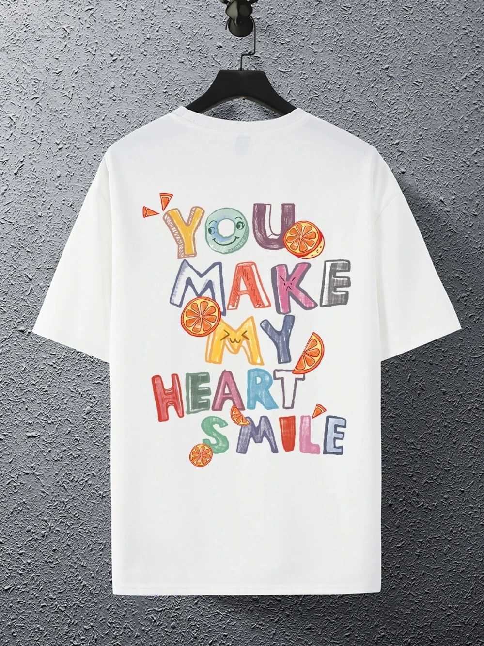 T-shirts masculins vous faites mon coeur le lettre de fruit t-shirt graphique T-shirt hommes lâche décontracté slve d'été tshirt harajuku coton respirant ts h240506