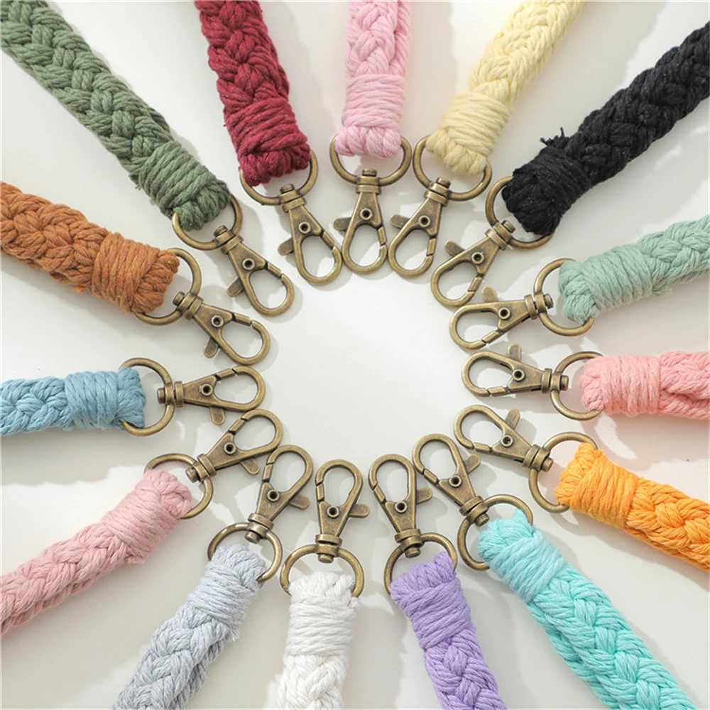 Keychains Lanyards Boho Style Makrame geflochtener Schlüsselbund mit Hummer CL -Kabel Armband Armband Keyrings Lanyard Key FOB Gurt Frauenzubehör