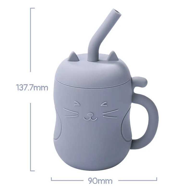 Cups Dishes Utensils 150ML silicone baby feeding straw cup childrens learning feeding bottle heatresistant and leak proof table piece childrens beverage b
