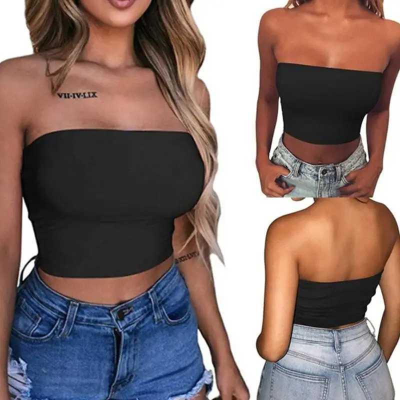 Bustiers Corsets Womens Sexy Bless Crop tube de tube de recadrage avec un bandeau de base élastique de couleur solide sans couture sans paddingl2405