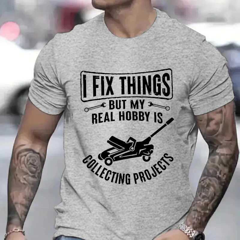 Heren t-shirts Mens Mechanic Funny t-shirt Ik repareer dingen verzamelen objecten humor t-shirts voor hem garage job beroepsmonteurs t tops t240506