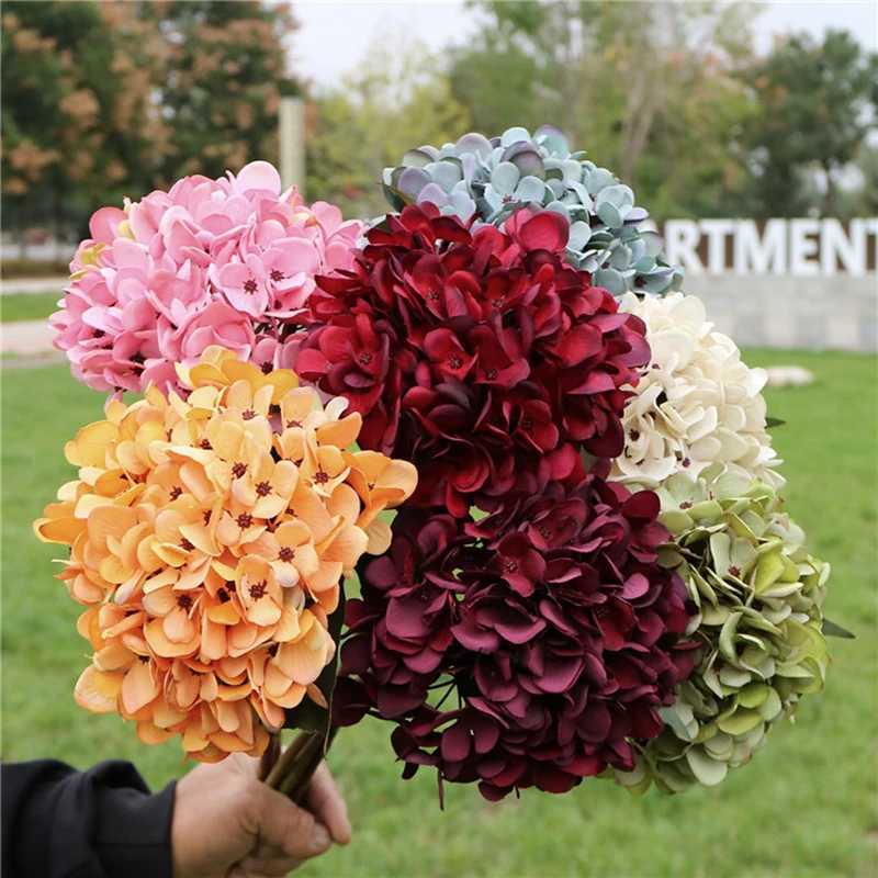 Dekorative Blumen Kränze künstliche Hortensie Hochzeitsblumen Wand Haus Neujahr Dekoration Accessoires Diy Braut Bouquet Hintergrund Innenbonsai