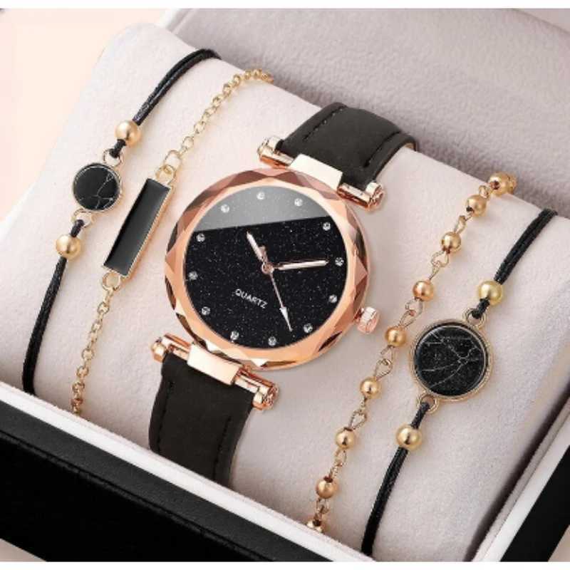 Montres féminines Kegllect Femmes Nouvelles mode étoiles Sky Diamond Diamant Strap Frosted Quartz ES Bracelet Set Pas de boîte