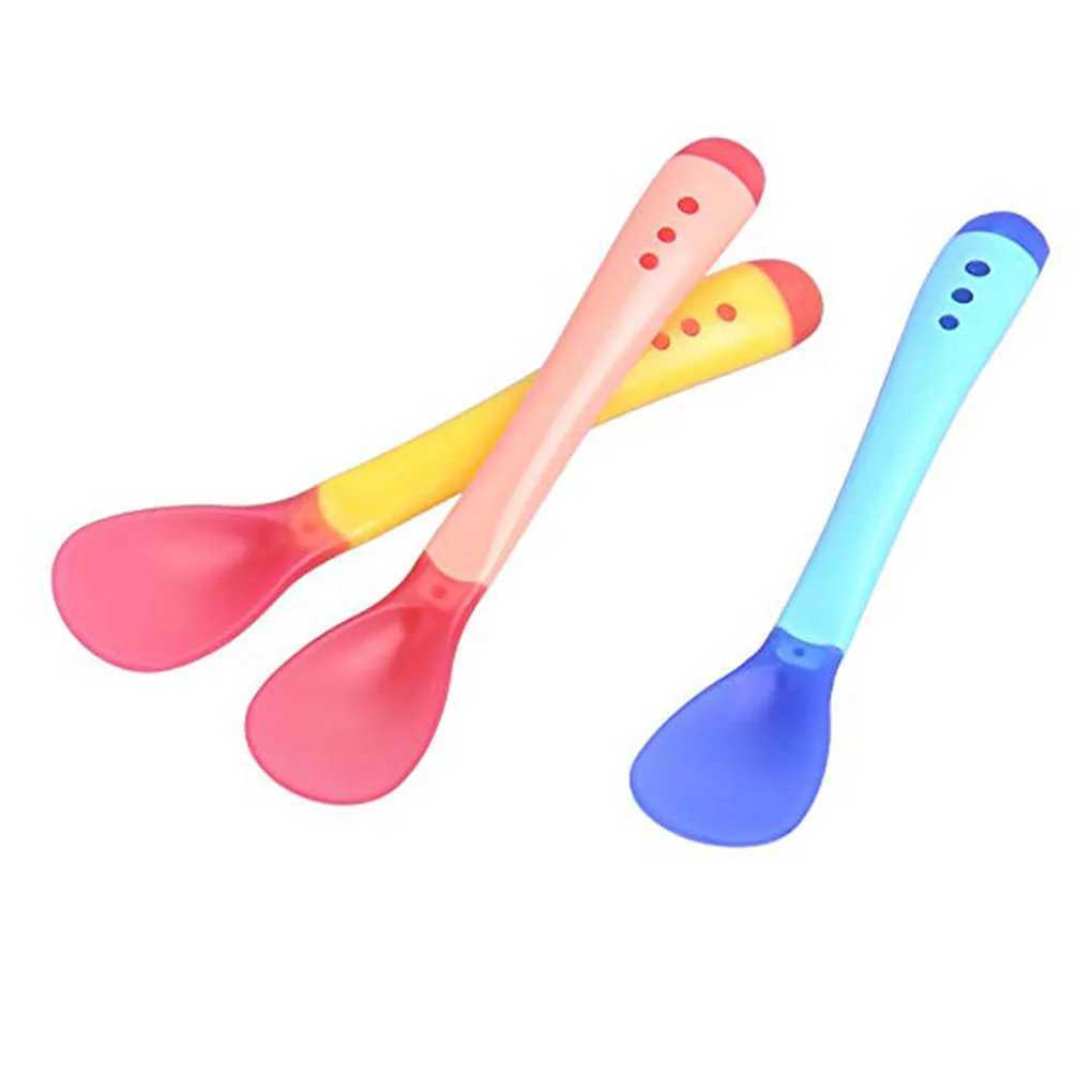 Cups Derees Uitrusting Babykleurverandering Lepels 3 Piepen met kleine kinderen producten Plastic Baby lepels Babyvoeding Tools Thermisch gevoelige kinderafhankelijkheid