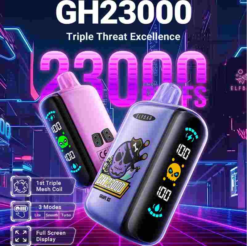 Barre d'elfe Oriental GH23000 LEGLE LED 850mAh Vapes rechargeables Elctronic Ciagarette Prix en gros vapes jetables