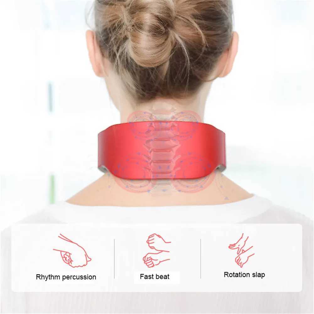 Massaging Neck Pillowws Electric Neck and Shoulder Pulse Massager 6 Mode 9 Levels Heating Cervical Vertebra Machine Relax Pain Relief Back Kneading Tool T240507