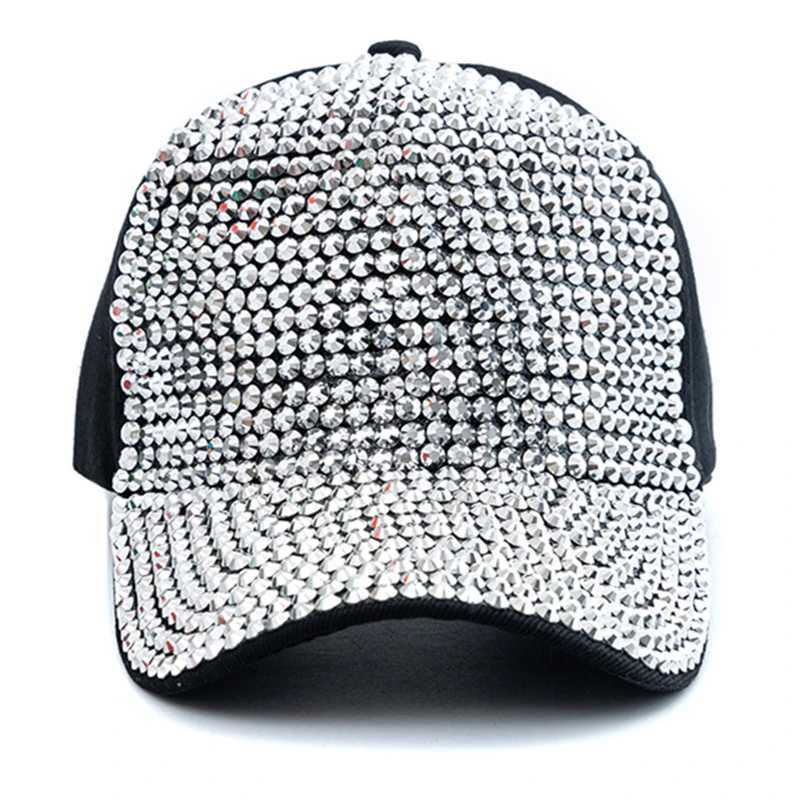 Ball Caps New Women Diamond Inlay Cap Simple Plain Baseball Cap