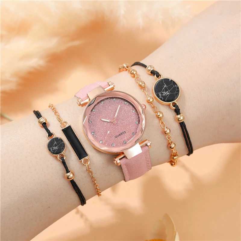 Montres féminines Kegllect Femmes Nouvelles mode étoiles Sky Diamond Diamant Strap Frosted Quartz ES Bracelet Set Pas de boîte