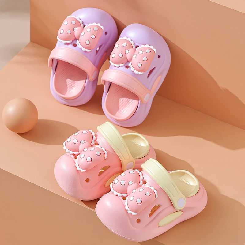 Slipper Nieuwe zomer van 0-5 kinderen Slippers Leuke bowknot peuter sandalen voor meisjes teen doos flip flops niet-slip huis kindertuin schoenen