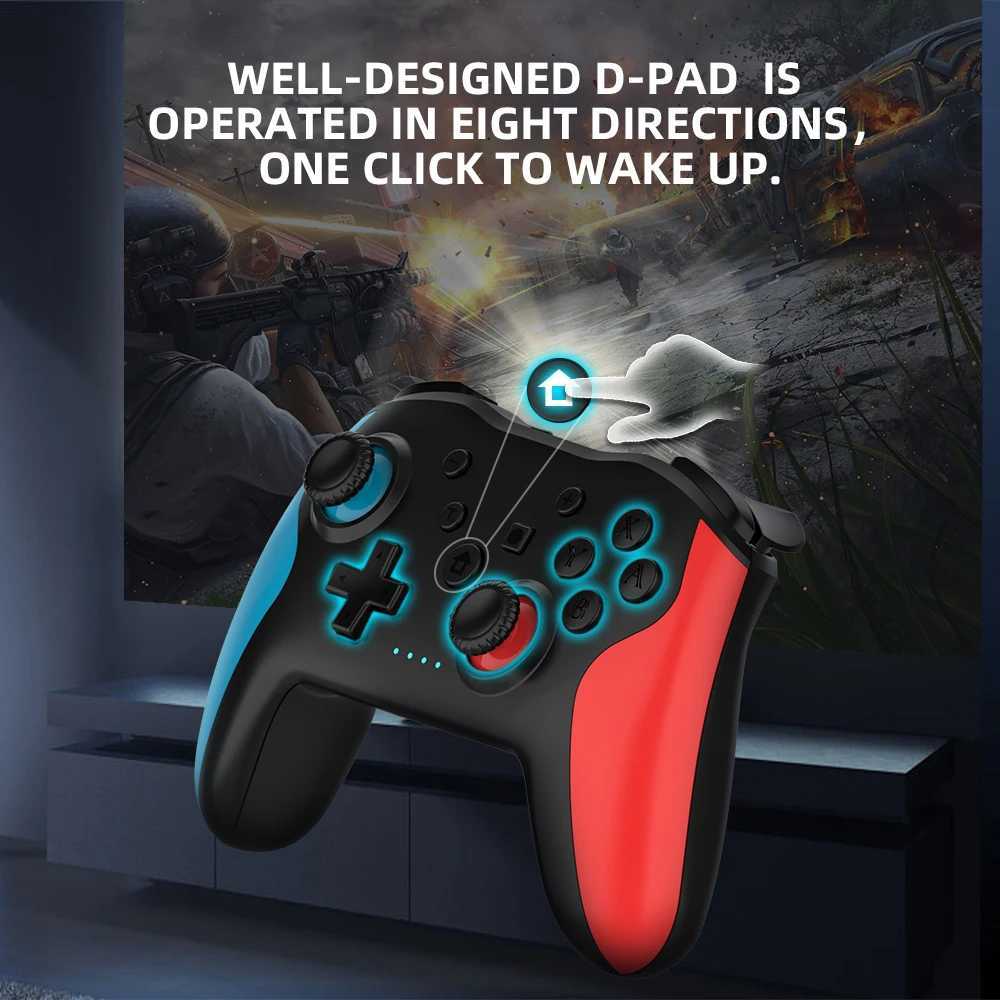 Contrôleur sans fil Icks Gaminja pour Nintendo Switch PC TV Box Joystick avec 6 axis Dual Vibration Wake Up LAG GRATUIT BT GamePad J240507