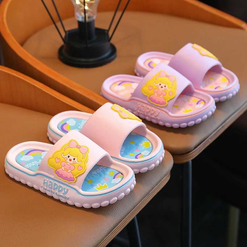 Slipper Aged 2-12 Children Summer Slippers Cute Cartoon The Little Princess Sandal For Girls Non-slip Bath Flip Flops Home Kids Shoes