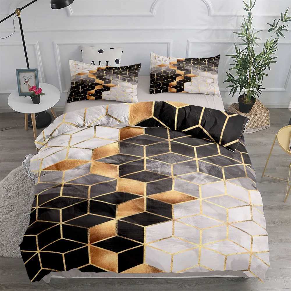Bettwäsche -Sets abstrakter Fluid Marmor Down Bettdecke Set großer Doppelbett -Leinensatz J240507