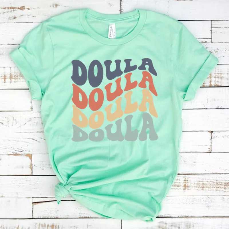 Women's T-Shirt Vintage Doula T-shirt Cute Doula Midwife Shirt Born Worker Shirt Doula Nurse Gift Cotton O-Neck Casual Graphic Short Sleeve T-shirtL2405
