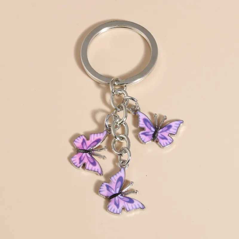 Keychains Lonyards mignon porte-clés coloré papillon clé clés en émail animaux volants chaînes clés pour femmes sacs à main accessoires bijoux faits à la main