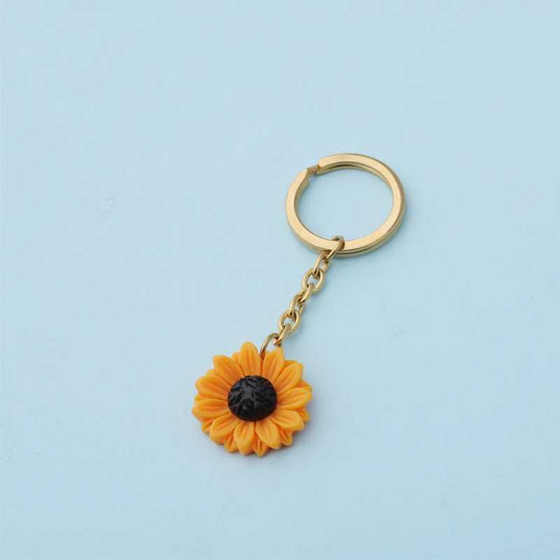 Keychains Lanyards FNIXTAR Sunflower Key Chain Mirror Gepolijste roestvrijstalen sleutelhangers voor doe -het -zelf maken Keychain Mens Fashion Jewelry