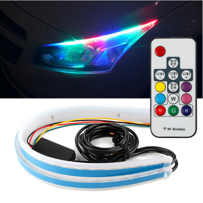 LED automotivo LED Light Cars Drl 60cm LED remoto Diário Luzes de corrida LED White Turn Signal Guia Amarelo Carro