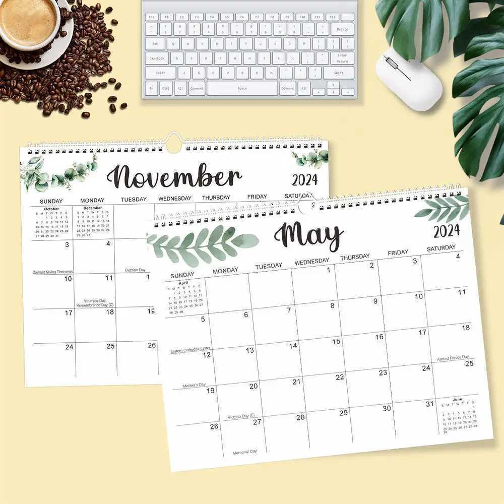 Calendar 2024.01-2025.06 Desk Calendar Wall Calendar With Large Monthly Pages Desk Schedule Home Office Planner Note Agenda Schedule