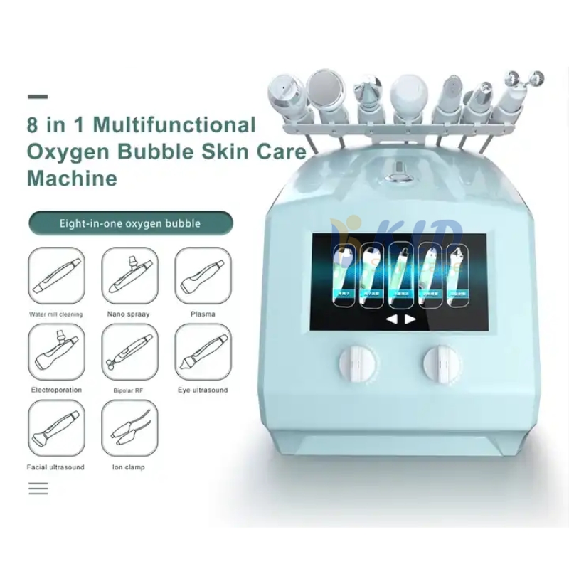 Multifunktionell man ansikts tvätt ren hud soin de visage 8 en 1 hydra jet skal ansiktshydrofacial maskin