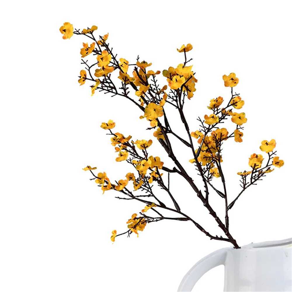 Dekorativa blommor kransar konstgjorda blommor körsbärsblommor babys andas gipsophila falska blommor diy bröllop hem vas dekoration faux blommor gren